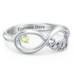 2020 Infinity Ring with Birthstone in 925 Sterling Silver with Peridot