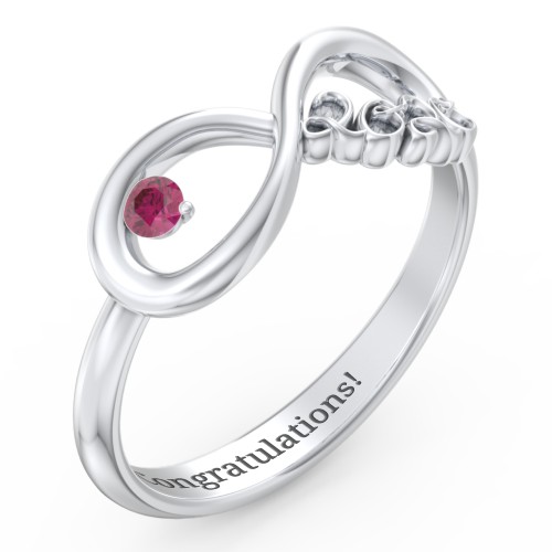 2020 Infinity Ring with Birthstone – Sterling Silver with Ruby