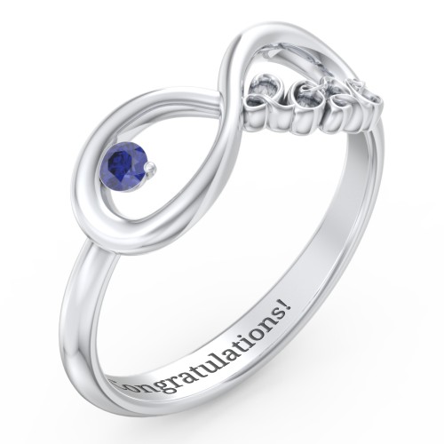 2020 Infinity Ring with Birthstone – Sterling Silver with Blue Sapphire