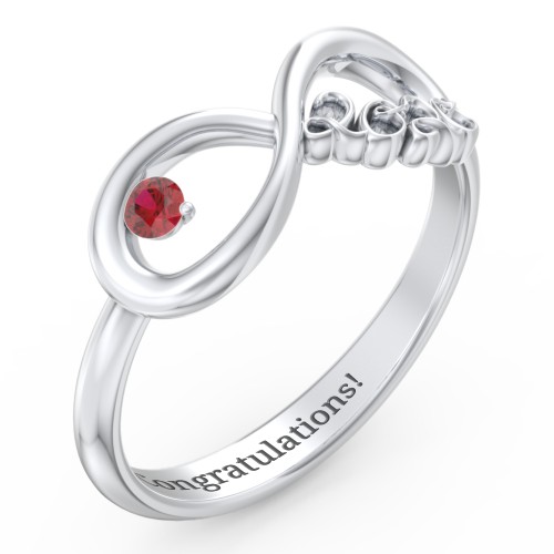 2020 Infinity Ring with Birthstone – Sterling Silver with Garnet