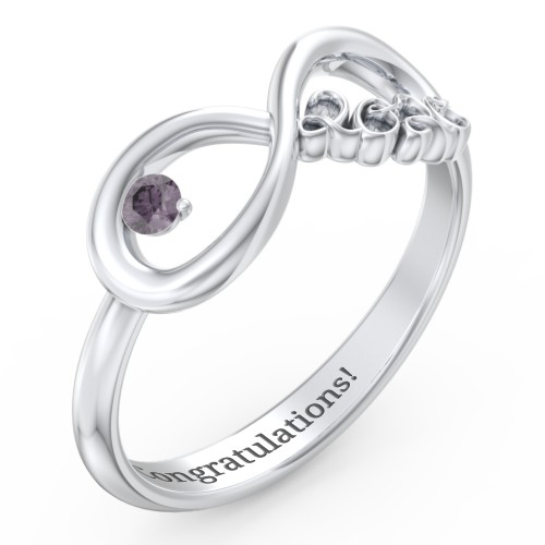 2020 Infinity Ring with Birthstone – Sterling Silver with Alexandrite