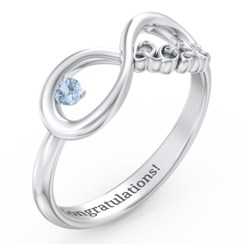 2020 Infinity Ring with Birthstone – Sterling Silver with Blue Topaz