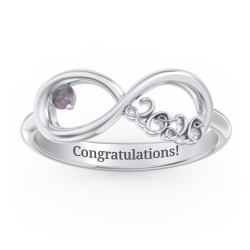 2020 Infinity Ring with Birthstone – Sterling Silver with Alexandrite
