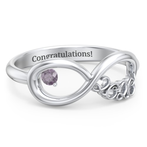 2020 Infinity Ring with Birthstone – Sterling Silver with Alexandrite