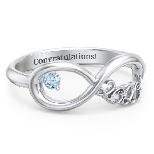 2020 Infinity Ring with Birthstone – Sterling Silver with Blue Topaz