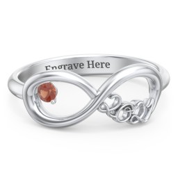 2021 Infinity Ring with Birthstone in 925 Sterling Silver with Garnet