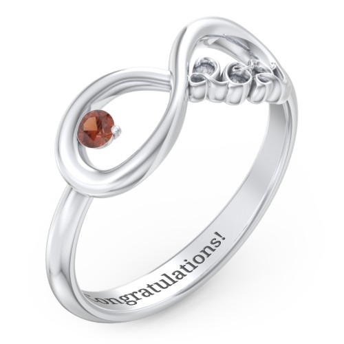 2021 Infinity Ring with Birthstone – Sterling Silver with Garnet