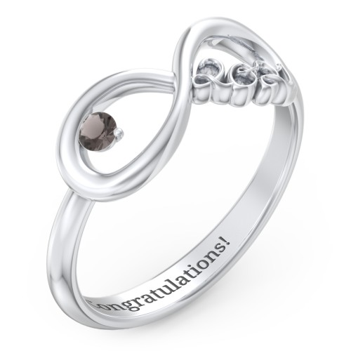2021 Infinity Ring with Birthstone – Sterling Silver with Smokey Quartz