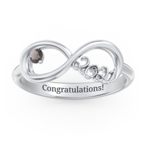 2021 Infinity Ring with Birthstone – Sterling Silver with Smokey Quartz