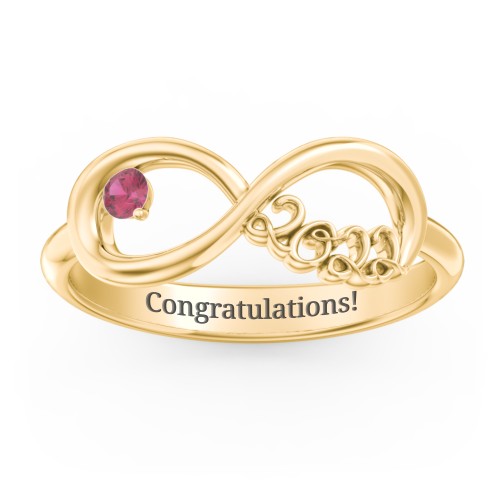 2022 Infinity Ring with Birthstone – 9kt Yellow Gold with Ruby
