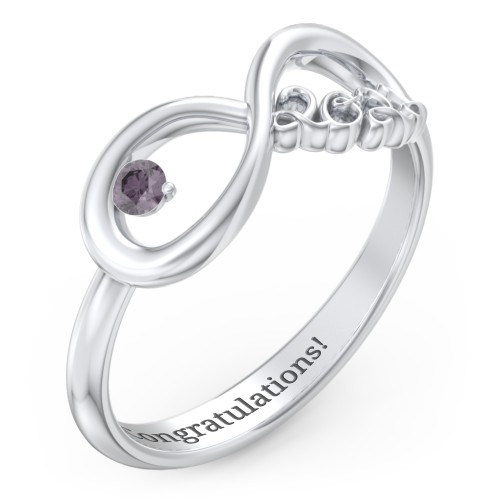 2022 Infinity Ring with Birthstone – Sterling Silver with Alexandrite