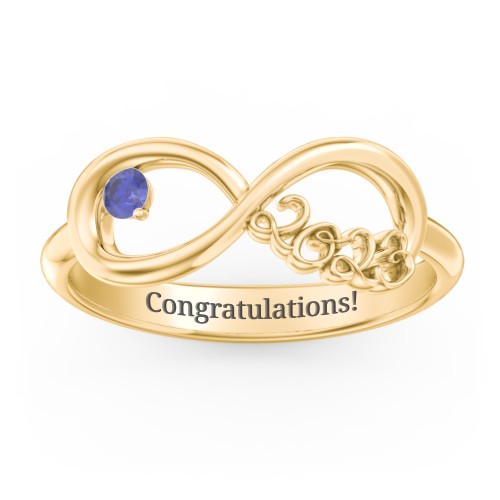 2023 Infinity Ring with Birthstone – 9kt Yellow Gold with Blue Sapphire