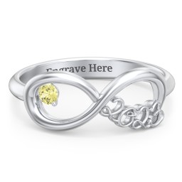2023 Infinity Ring with Birthstone in 925 Sterling Silver with Citrine