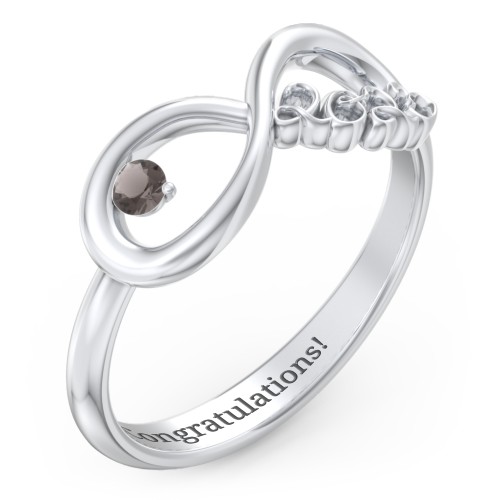 2023 Infinity Ring with Birthstone – Sterling Silver with Smokey Quartz