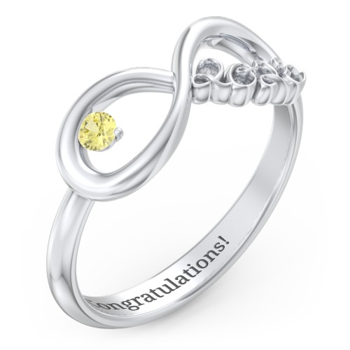 2023 Infinity Ring with Birthstone – Sterling Silver with Citrine