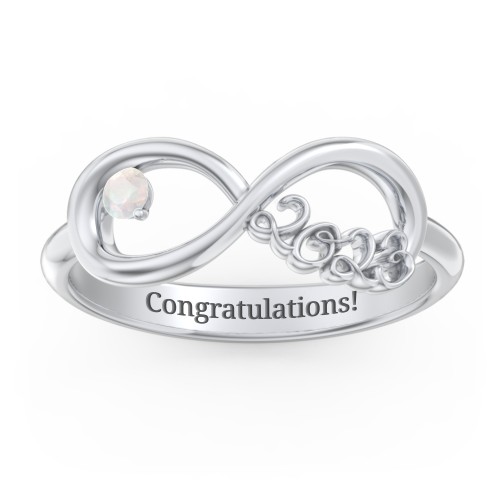 2023 Infinity Ring with Birthstone – Sterling Silver with Opal