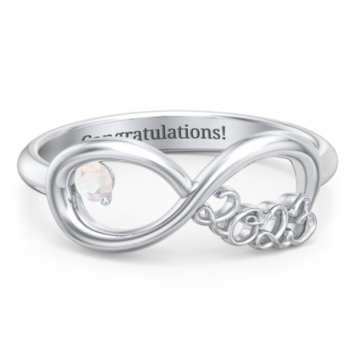 2023 Infinity Ring with Birthstone – Sterling Silver with Opal