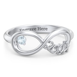 2024 Infinity Ring with Birthstone in 925 Sterling Silver with Aquamarine