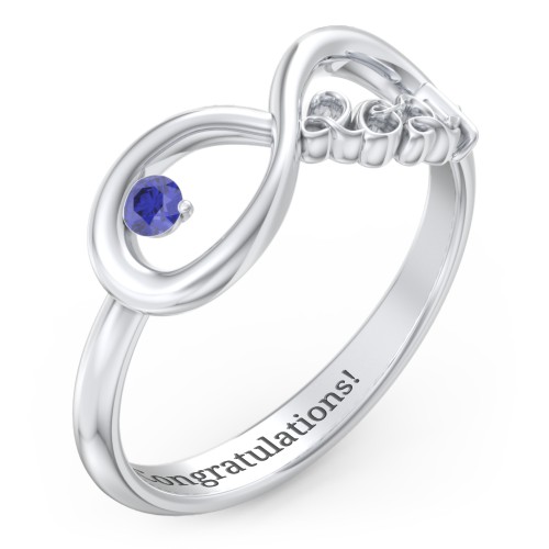 2024 Infinity Ring with Birthstone – Sterling Silver with Blue Sapphire