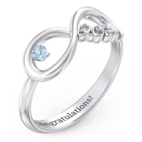 2024 Infinity Ring with Birthstone – Sterling Silver with Blue Topaz