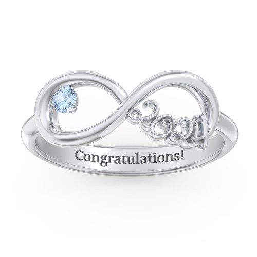 2024 Infinity Ring with Birthstone – Sterling Silver with Blue Topaz
