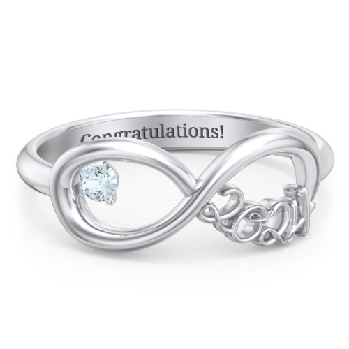 2024 Infinity Ring with Birthstone – Sterling Silver with Aquamarine