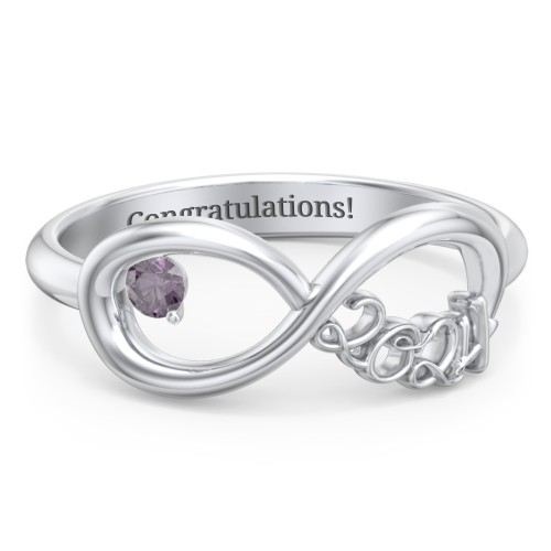 2024 Infinity Ring with Birthstone – Sterling Silver with Alexandrite