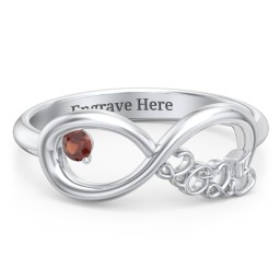 2025 Infinity Ring with Birthstone in 925 Sterling Silver with Garnet