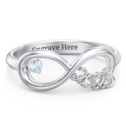 2025 Infinity Ring with Birthstone in 925 Sterling Silver with Aquamarine