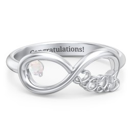 2025 Infinity Ring with Birthstone in 925 Sterling Silver with Opal