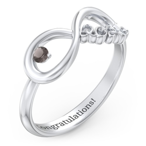 2025 Infinity Ring with Birthstone – Sterling Silver with Smokey Quartz