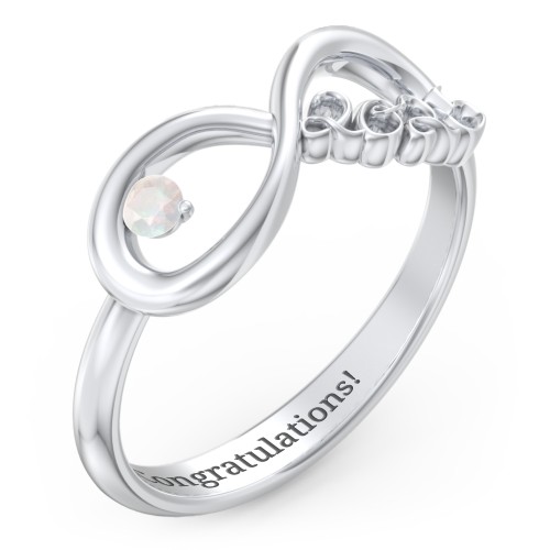 2025 Infinity Ring with Birthstone – Sterling Silver with Opal