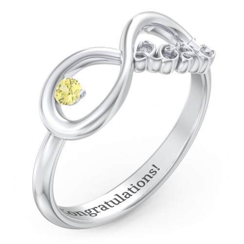 2025 Infinity Ring with Birthstone – Sterling Silver with Citrine