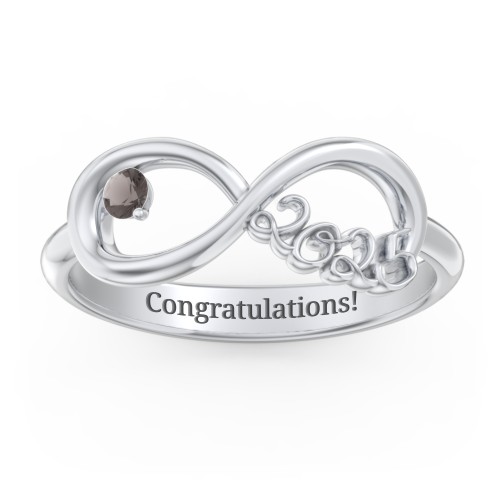 2025 Infinity Ring with Birthstone – Sterling Silver with Smokey Quartz