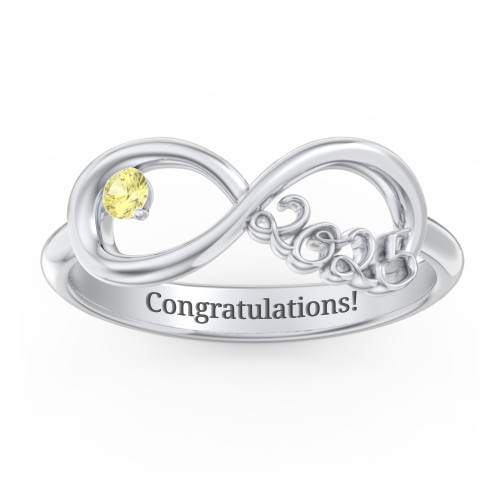 2025 Infinity Ring with Birthstone – Sterling Silver with Citrine