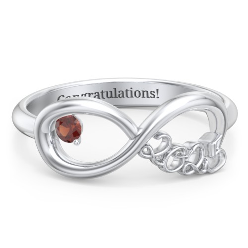 2025 Infinity Ring with Birthstone – Sterling Silver with Garnet