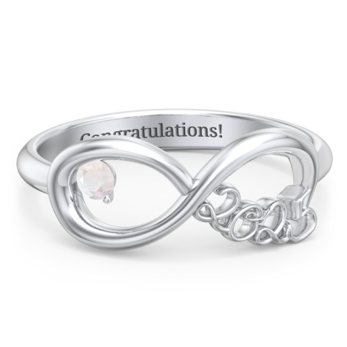 2025 Infinity Ring with Birthstone – Sterling Silver with Opal