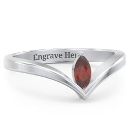 Marquise Birthstone V-Shape Ring