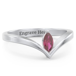 Marquise Birthstone V-Shape Ring