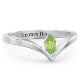 Marquise Birthstone V-Shape Ring
