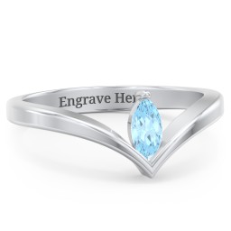 Marquise Birthstone V-Shape Ring
