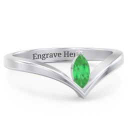 Marquise Birthstone V-Shape Ring