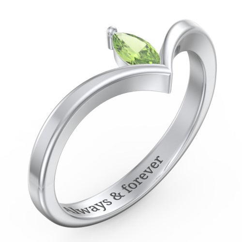 Marquise Birthstone V-Shape Ring