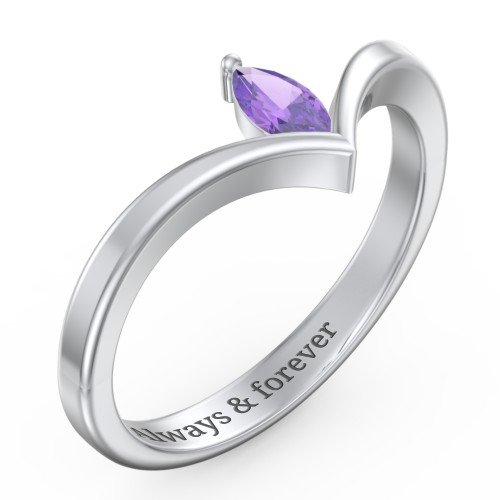 Marquise Birthstone V-Shape Ring