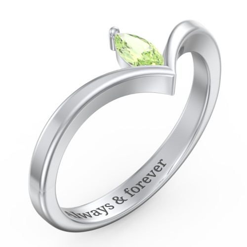 Marquise Birthstone V-Shape Ring