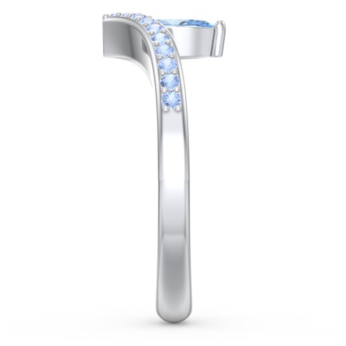 Marquise Birthstone V-Shape Ring With Accents