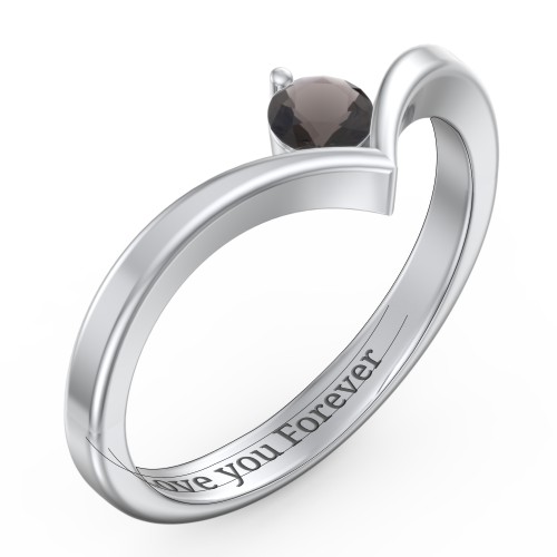 Round Birthstone V-Shape Ring