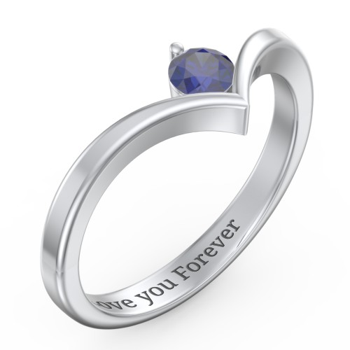 Round Birthstone V-Shape Ring