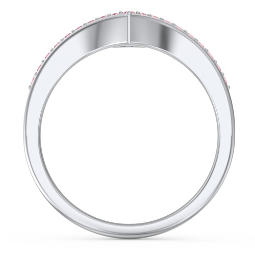 Round Birthstone V-Shape Ring With Accents