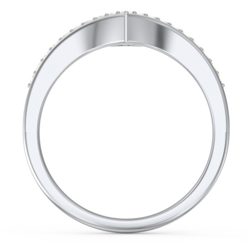 Round Birthstone V-Shape Ring With Accents